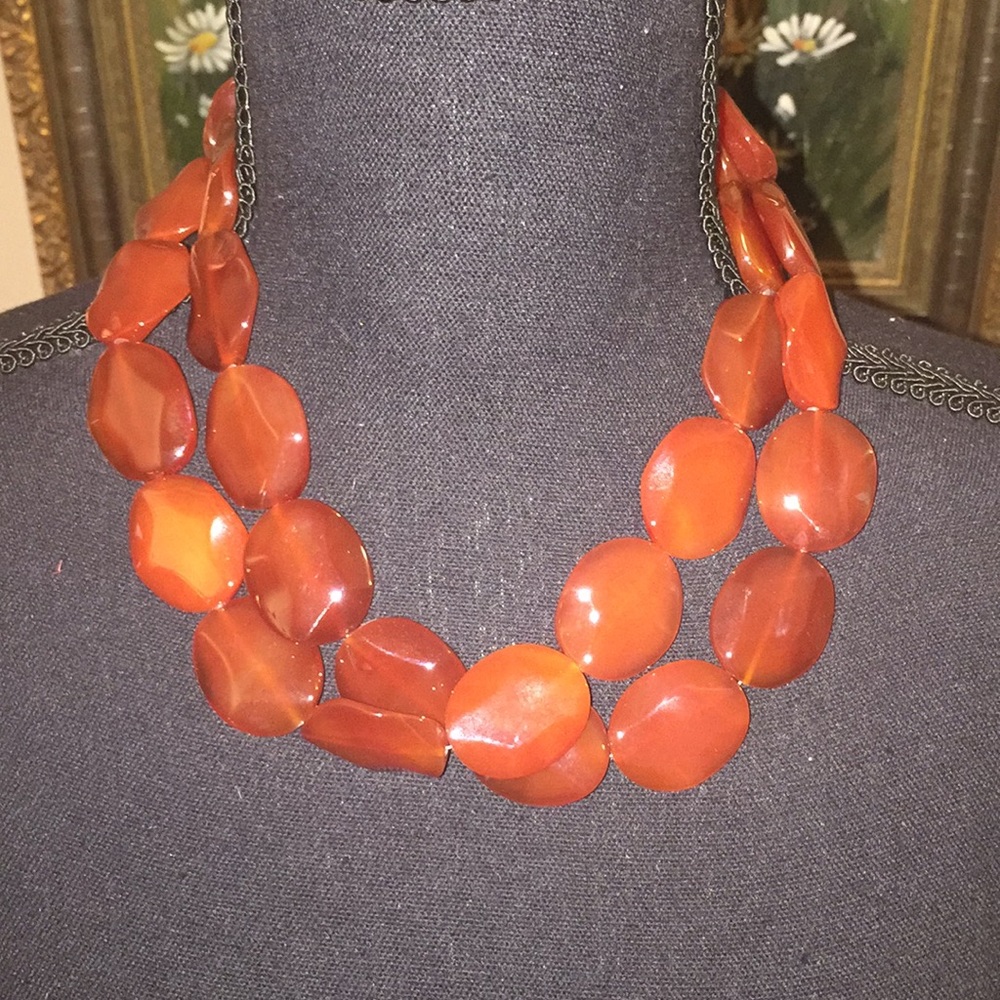 9” omg double strand synthetic stone necklace